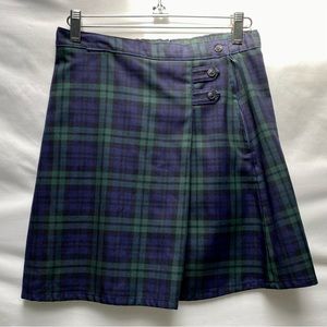 Lands End navy and green plaid uniform skirt size 8+